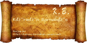 Kármán Barnabás névjegykártya